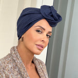 Suede Navy Blue-Turban