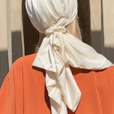 Satin Off White Headscarf-Turban