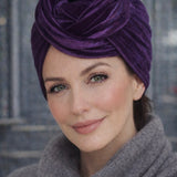 عمامة مخملية مطرية أرجوانية