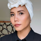 Foulard-turban intemporel blanc cassé