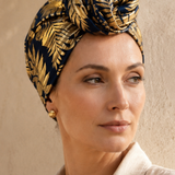 Navy Blue w/ Gold Leaf Turban