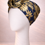Navy Blue w/ Gold Leaf Turban