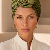Forest Green Satin Silk Turban