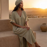 Sage Kaftan Dress & Matching Headscarf