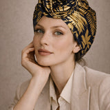 Navy Blue w/ Gold Leaf Turban